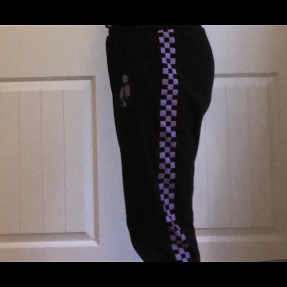 black and purple checkered sweats - Picture 3 of 4